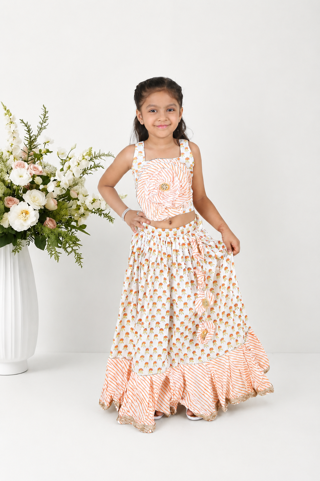 Santra Hand Blocked Lehenga Set