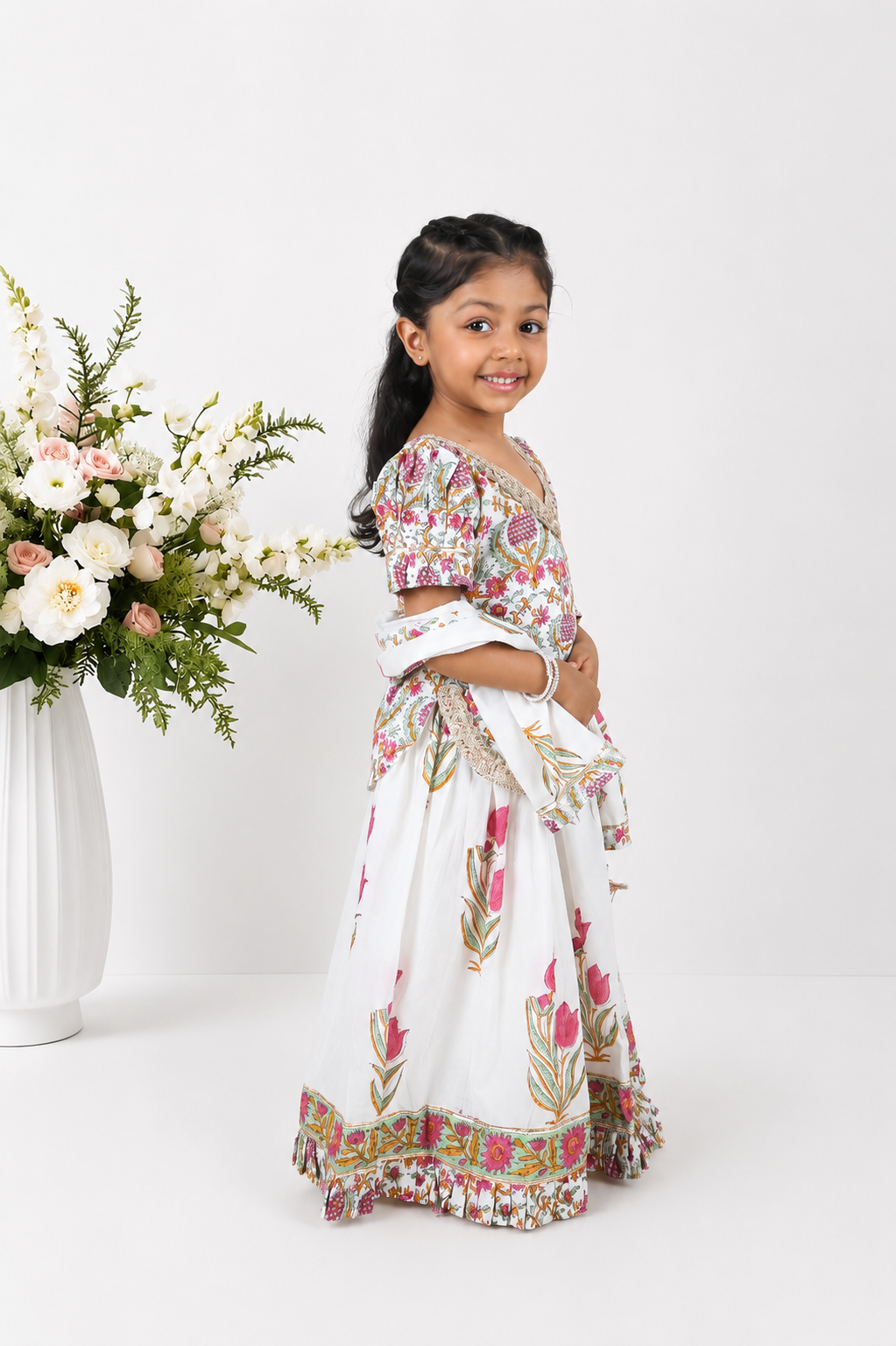Goonj Block Printed Kurti Lehenga Set