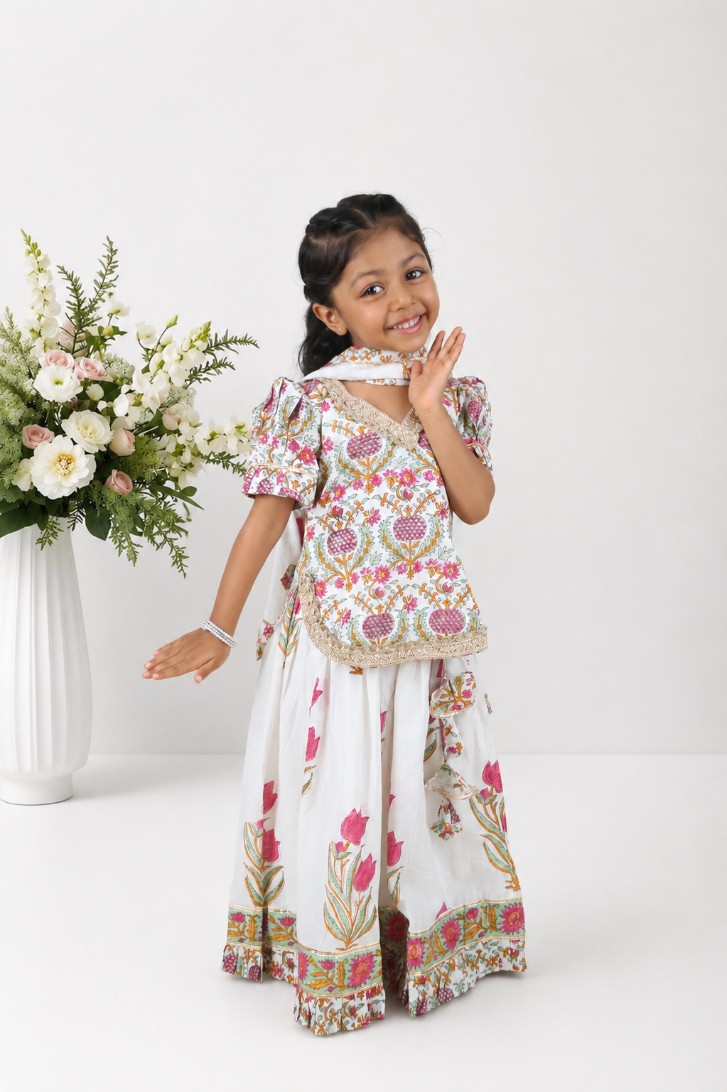 Goonj Block Printed Kurti Lehenga Set