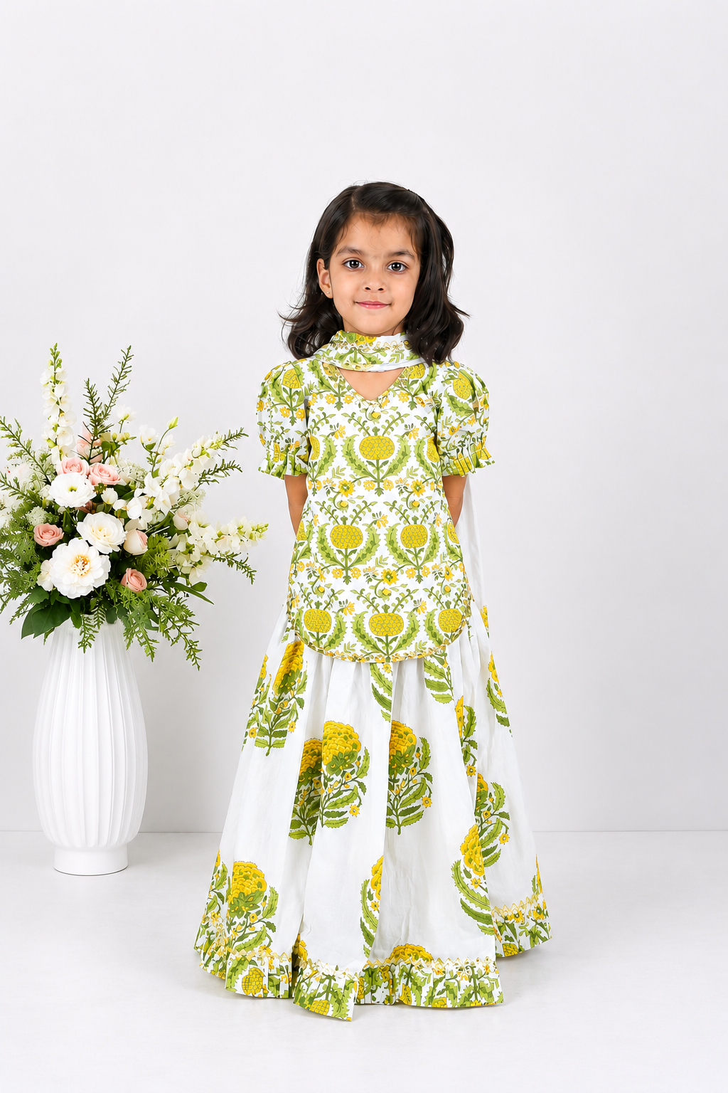 Meher Block Printed Kurti Lehenga Set