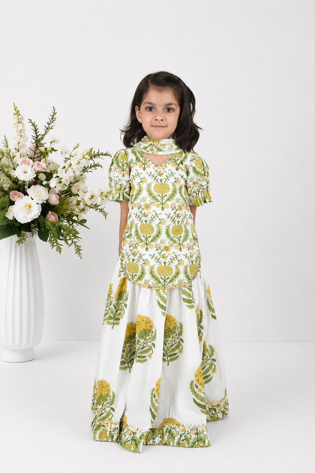 Meher Block Printed Kurti Lehenga Set