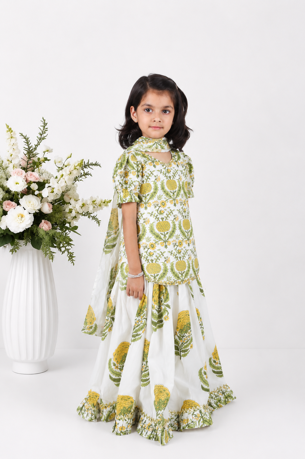 Meher Block Printed Kurti Lehenga Set