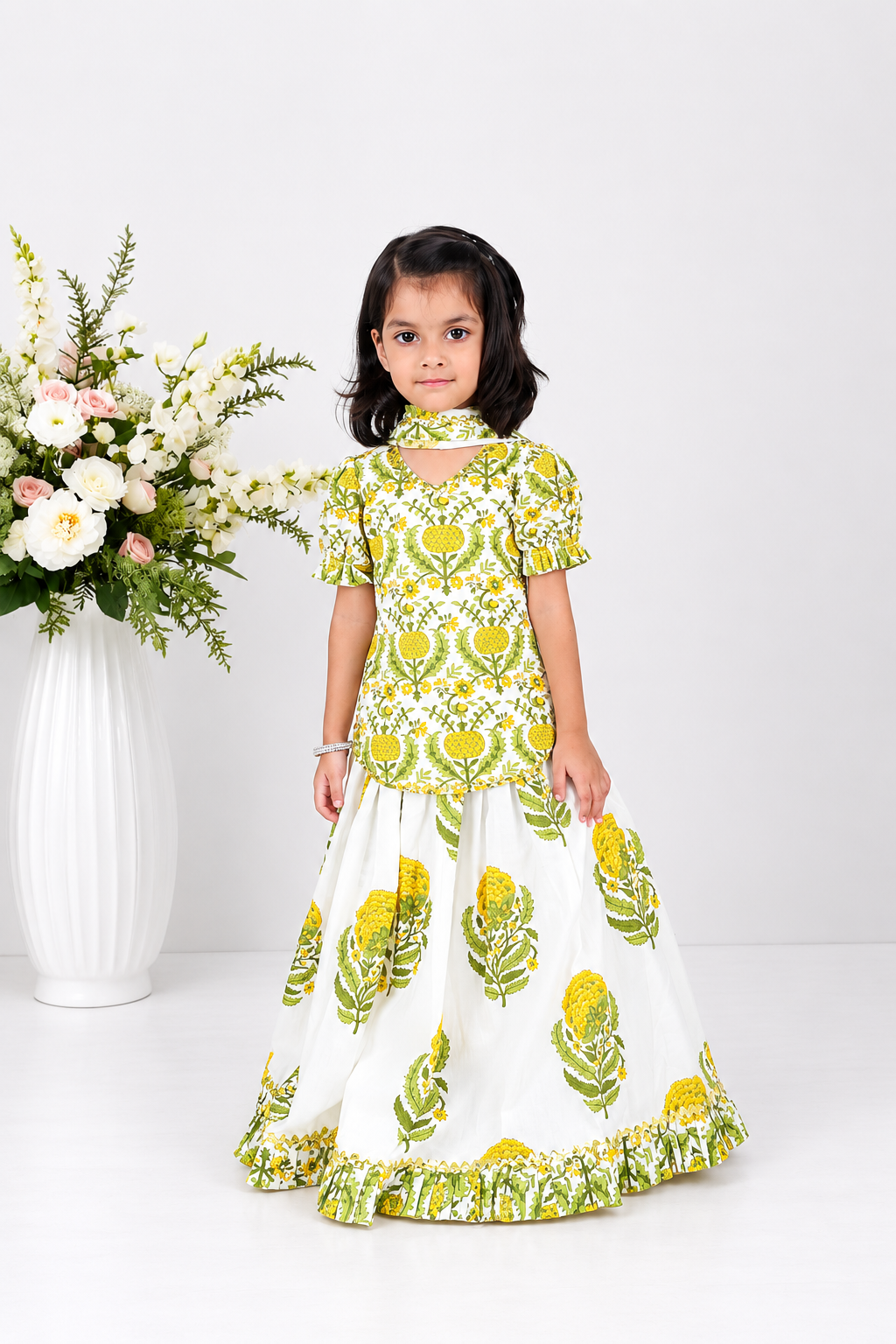 Meher Block Printed Kurti Lehenga Set