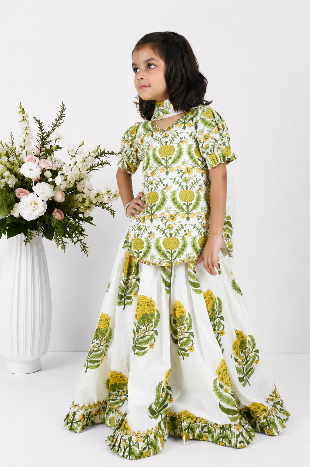 Meher Block Printed Kurti Lehenga Set