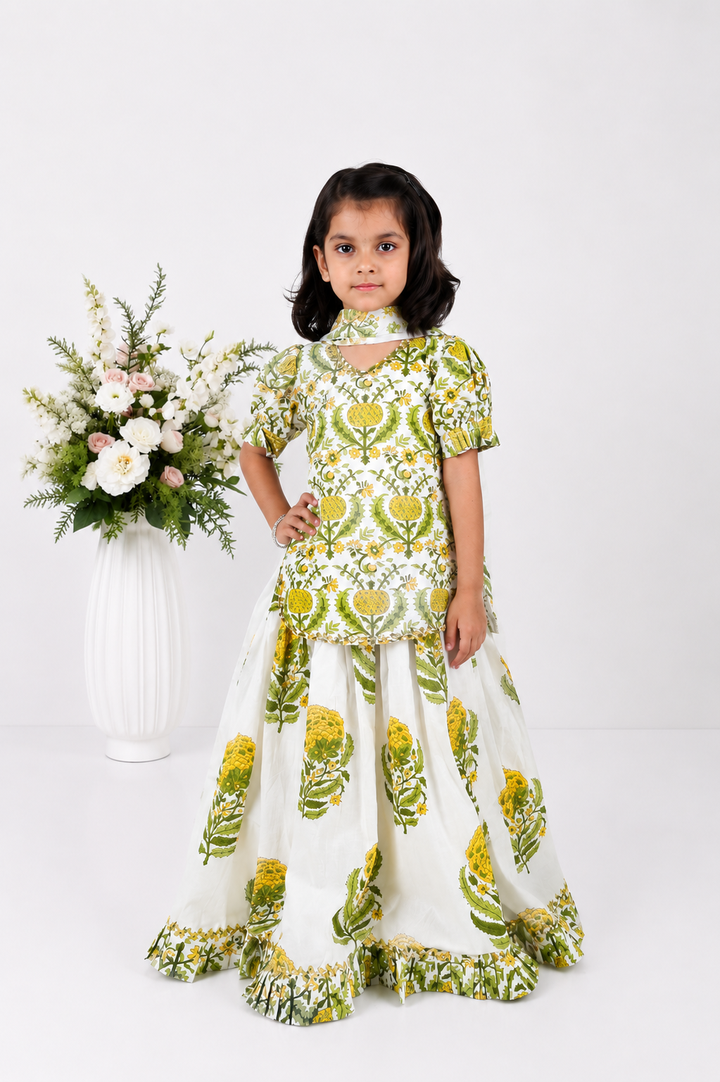 Meher Block Printed Kurti Lehenga Set