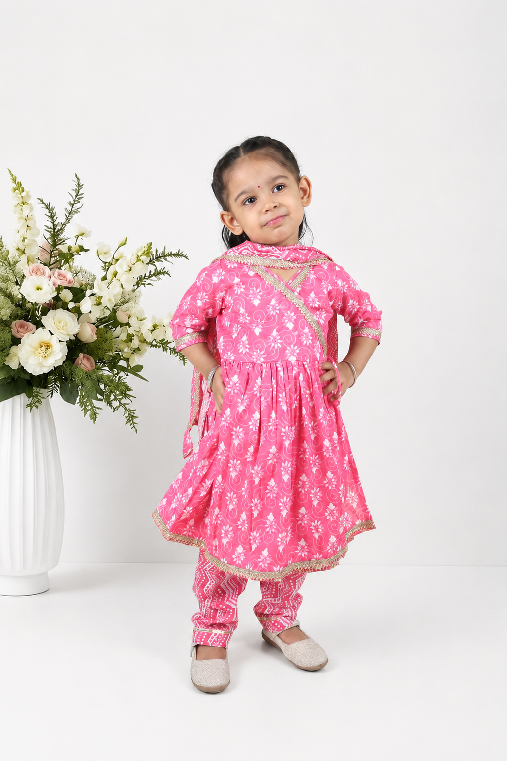 Gulabo Block Printed Kalidhar Set