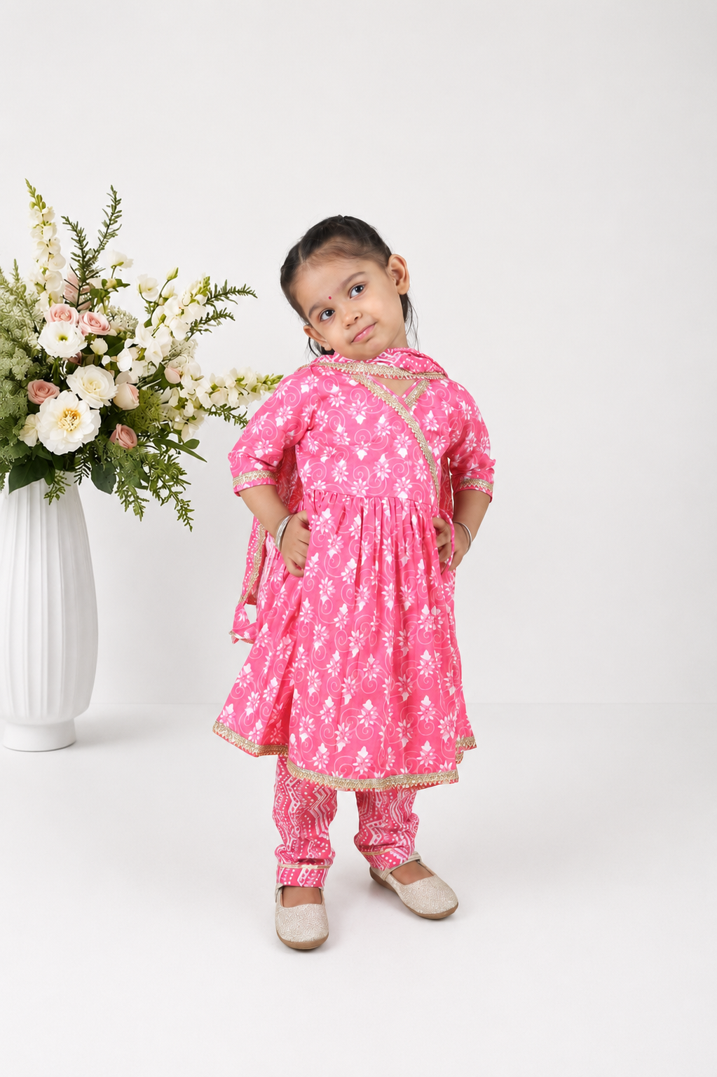 Gulabo Block Printed Kalidhar Set