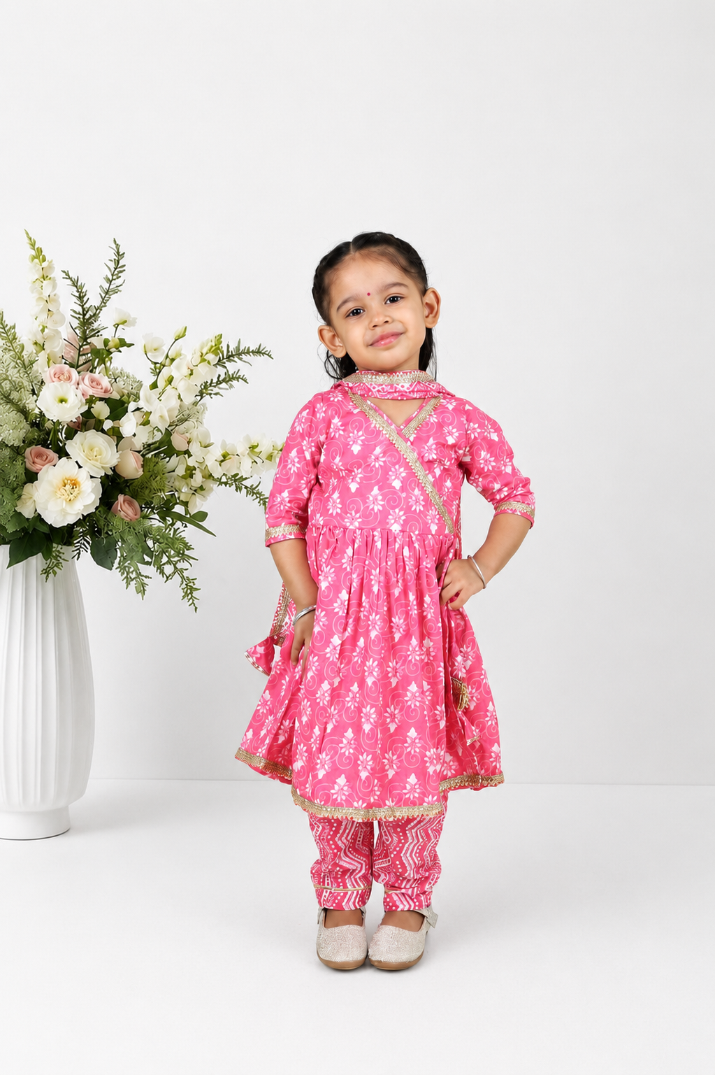 Gulabo Block Printed Kalidhar Set