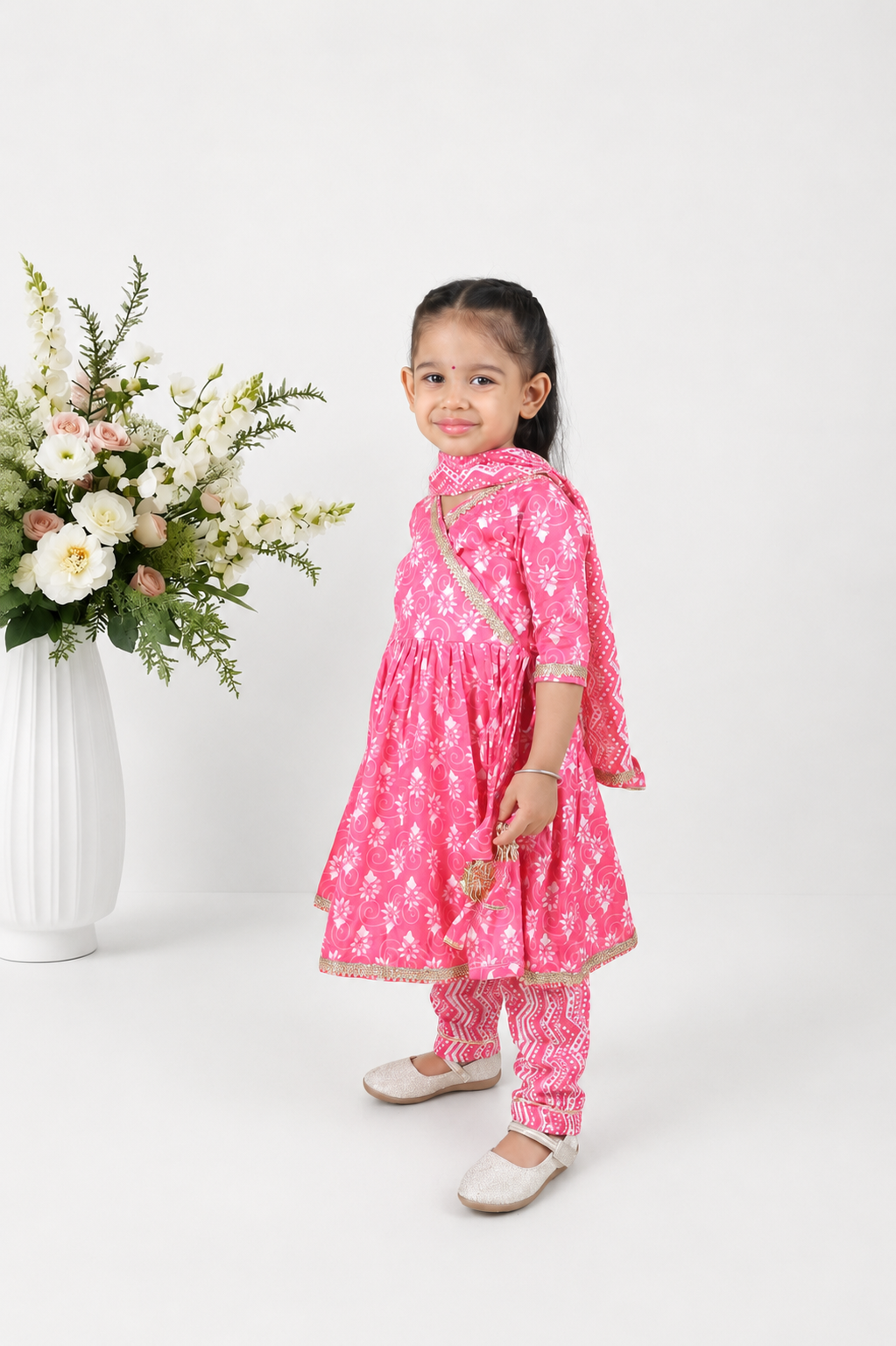 Gulabo Block Printed Kalidhar Set