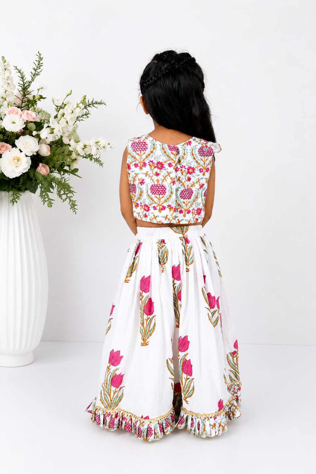 Rosette Block Printed Lehenga Set