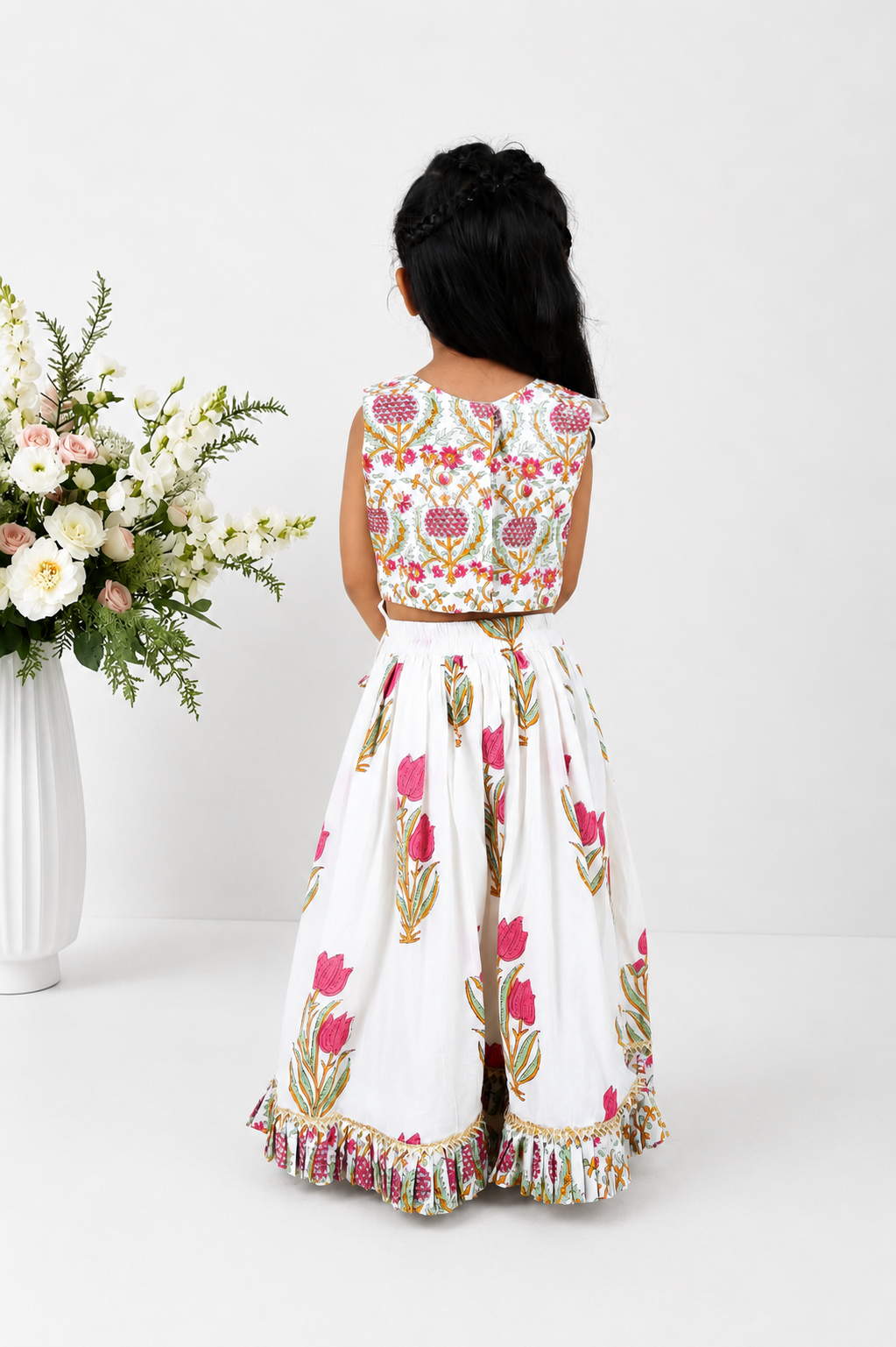 Rosette Block Printed Lehenga Set
