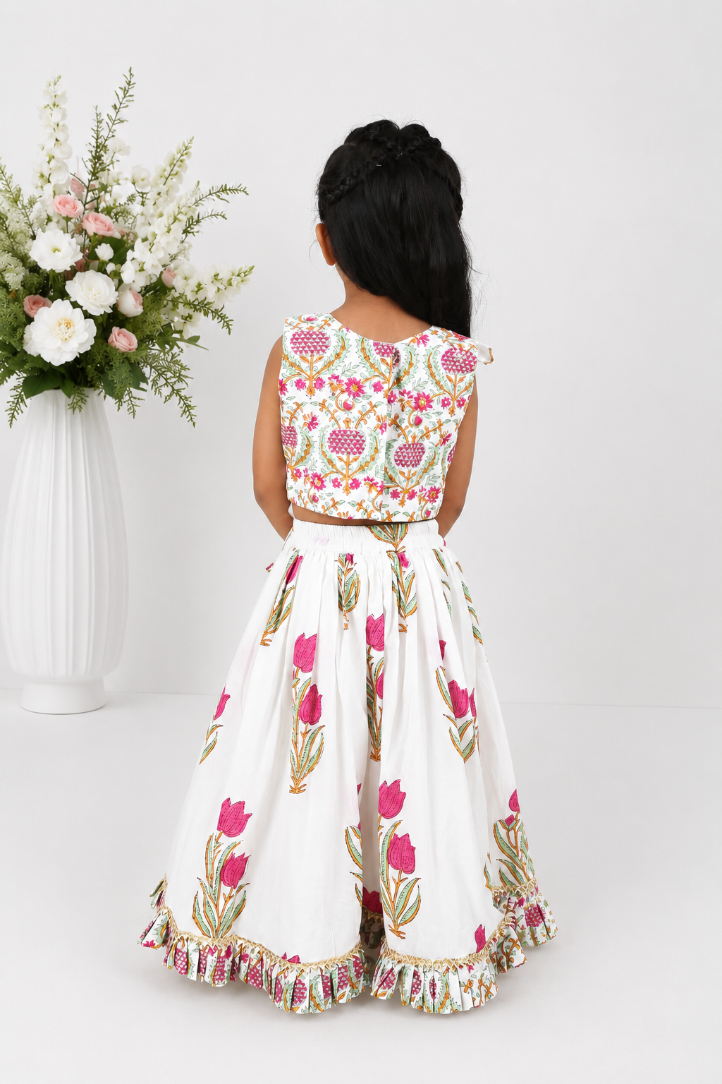 Rosette Block Printed Lehenga Set