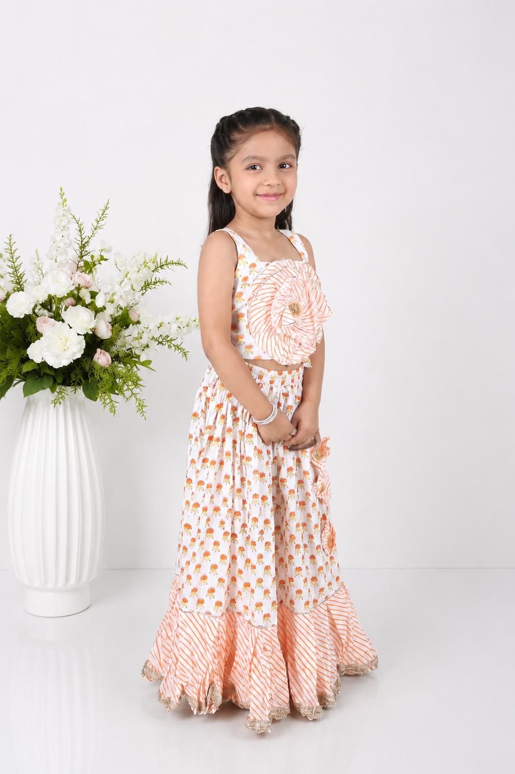 Santra Hand Blocked Lehenga Set