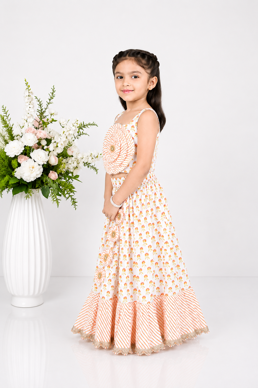 Santra Hand Blocked Lehenga Set