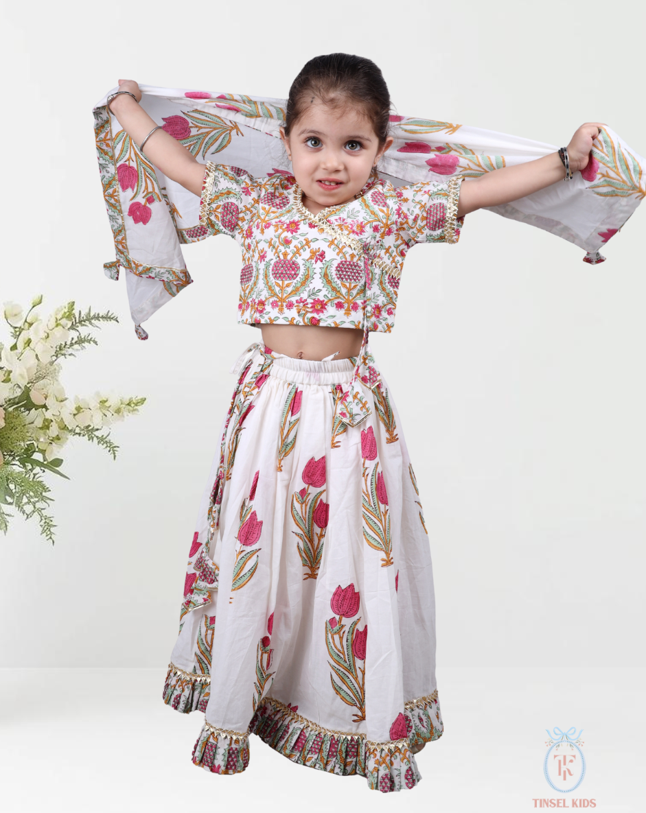 Gulabkash Block Printed Lehenga Set