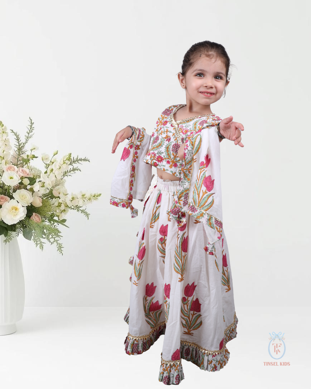 Gulabkash Block Printed Lehenga Set