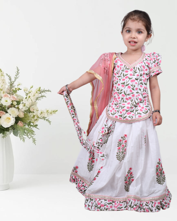 Pushpanjali Block Printed Lehenga Set